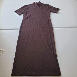 Dorby Dress Womens Medium Brown Turtleneck Short Sleeve Maxi Knit